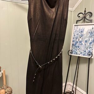 Elegant Golden brown Dress with Studded Belt